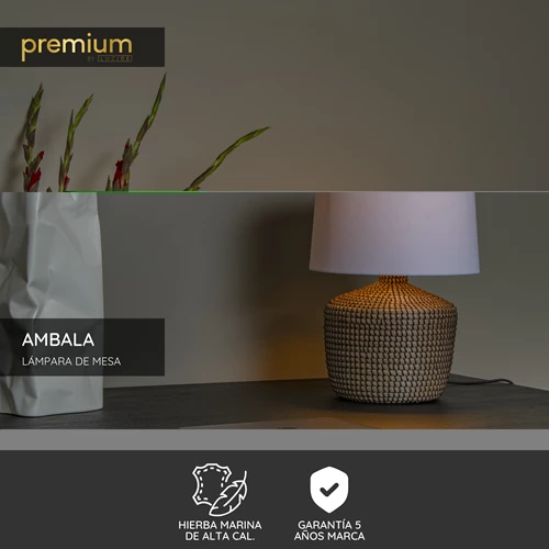 Lucide AMBALA - Lámpara de mesa - Ø 45 cm - 1xE27 - Natural | Premium - USP